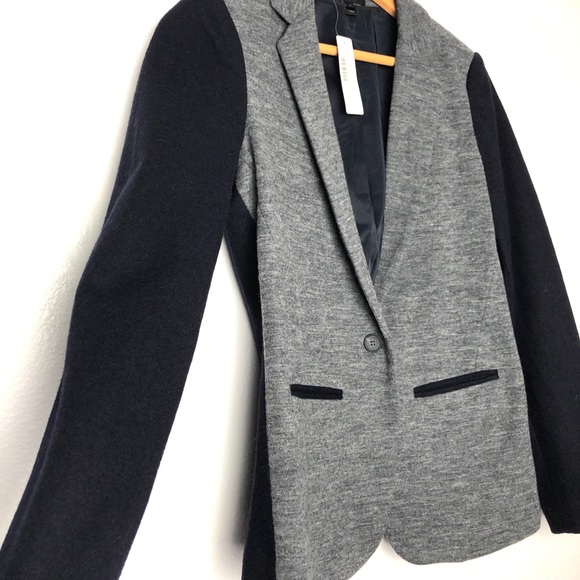 J. Crew Contrast knit wool Blazer Blue Grey NWT - Picture 2 of 13